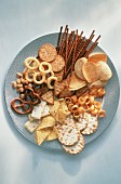 Assorted Salted Snacks on a Plate