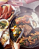 Assorted Foods at the Barbecue; On the Grill