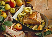 Apple and curry roast in roasting dish
