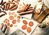 Assorted Dried Sausages; Whole and Sliced