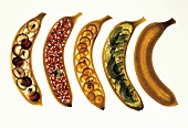 Bananen gefüllt mit verschiedenen Früchten