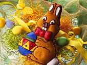 Baked sponge Easter bunny & coloured Easter eggs