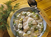 Nordic potato stew with leeks and cod