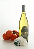 Mozzarella di bufala, tomatoes & a bottle of white wine