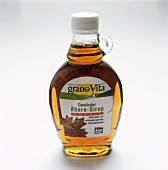 A bottle of Canadian maple syrup