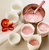 Making raspberry ice cream soufflé