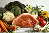 Pork (leg) and fresh vegetables