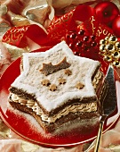 Star-shaped chocolate with mocha cream for Christmas