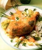 Chicken thigh stuffed under the skin with herbs