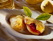 Pear brule with cranberries and cheese