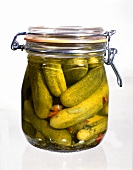 Pickled gherkins in pickling jar