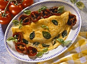 Basil omelette with caramelised tomatoes