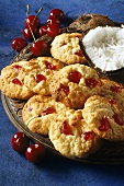 Coconut cherry biscuits