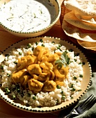 Creamy chicken curry with basmati rice
