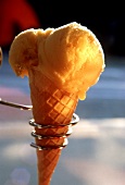 Apricot Ice Cream in a Waffle Cone