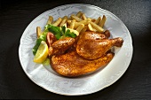 Half a roast chicken with chips
