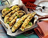 Stuffed courgette with bulgur and sheep's cheese