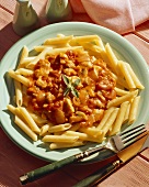 Penne with mushroom and tomato sauce