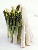 White and Green Asparagus Wrapped in a Bundle