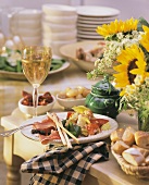 A Table Setting with Antipasto and Wine