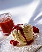 Whipped Cream Topped with Raspberry Sauce