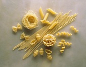 Noodle still life with various types of noodles
