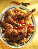 Chicken legs with sweetcorn