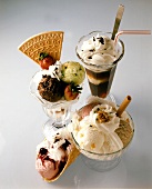 Various ice cream desserts & iced coffee