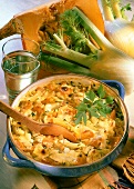 Pumpkin and fennel gratin in the dish