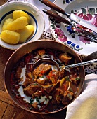 A Pot of Beef Stew with Potatoes