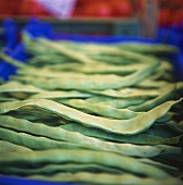 Green beans in a crate at the market