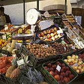 Various fruit, vegetables and nuts at the market