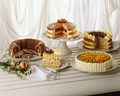 Cake buffet with marble cake and appetising gateaux