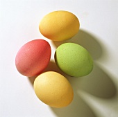 Four coloured Easter eggs