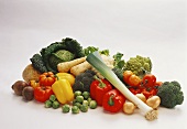 Various vegetables on white background
