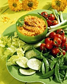 Crudités (raw vegetables for dipping) with carrot dip