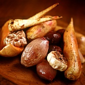 Roasted root vegetables (onions, parsnips, garlic etc)