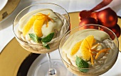 Iced tea mousse with orange ginger whip