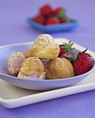 Profiteroles filled with strawberry cream