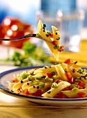 Penne primavera (Penne with spring onions and tomato)