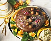 Emperor's cake (Kaisertorte) with chocolate truffles & violets