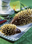 Chocolate hedgehog with slivered almonds 