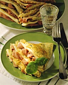 Pancake with ham and cheese stuffing