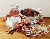Cherry jam with ingredients