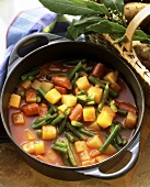 Bean and sausage stew with potatoes