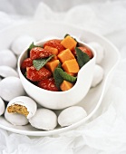 Fruit salad with strawberries, papaya and mint