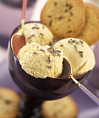Lavender, honey and gin ice cream and biscuit