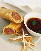 Filo pastry rolls filled with pork