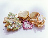 Colourful butter biscuits in various shapes