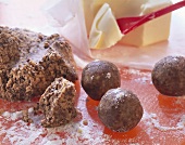 Making chocolate kisses: forming dough into balls